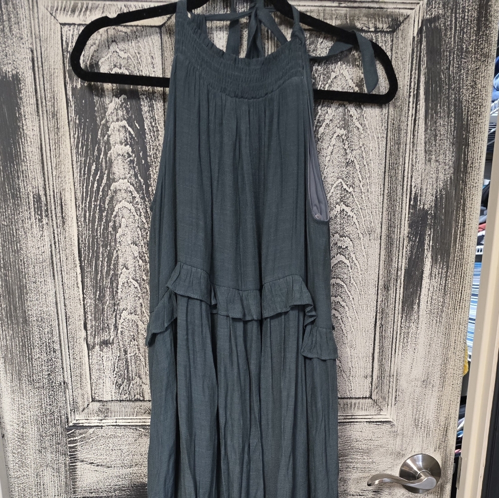 Dark sage green long dress